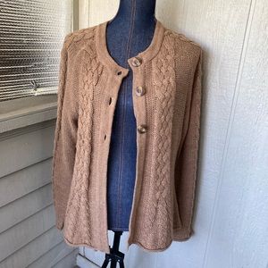 Sonoma soft fuzzy button-up tan sweater